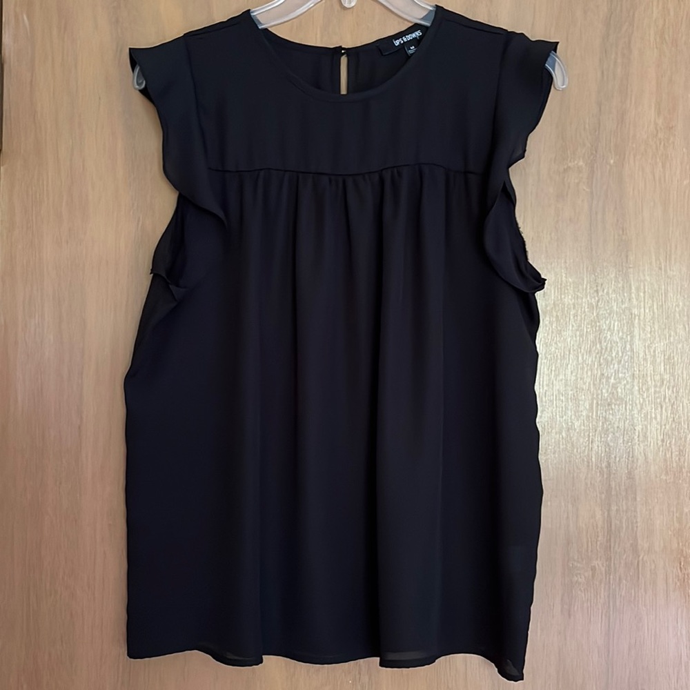 UPS & DOWNS Sleeveless Pullover Sheer Black Top